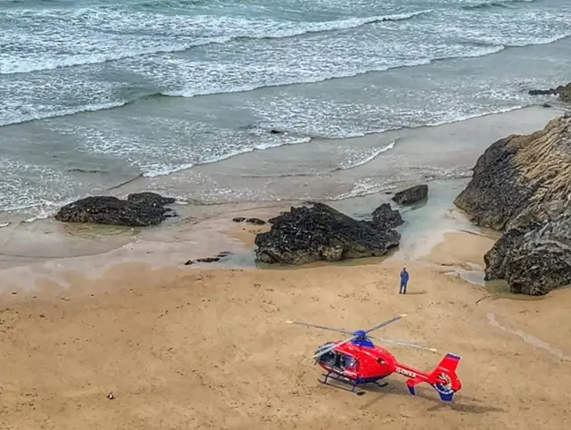 Devon Air Ambulance on beach