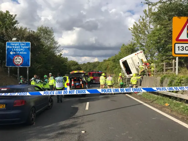 Coach crash on M25