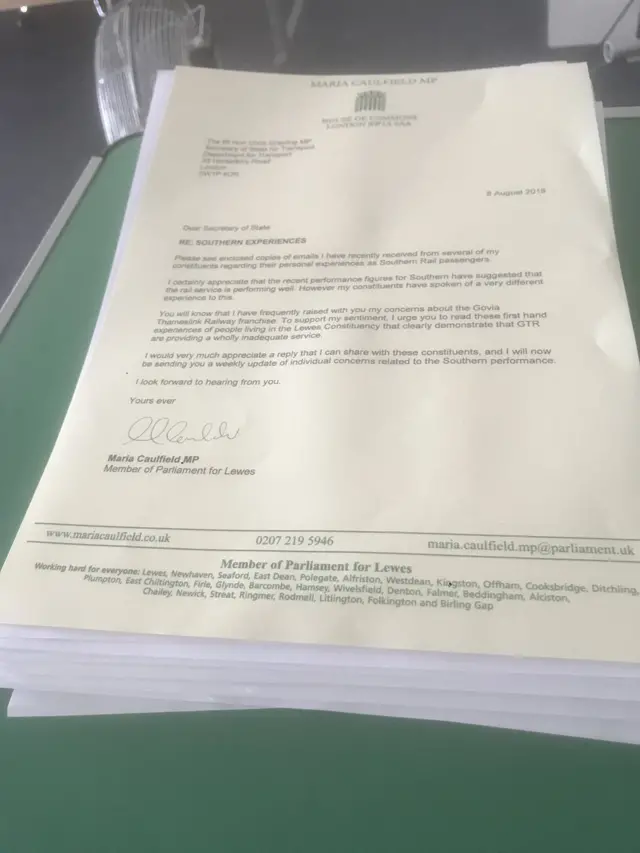 Letter to Chris Grayling and emails from constituents