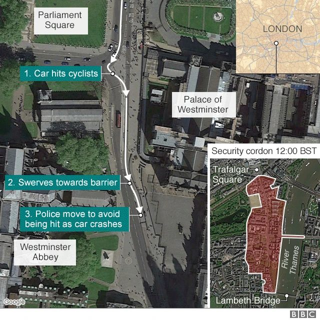 A map of how the incident unfolded