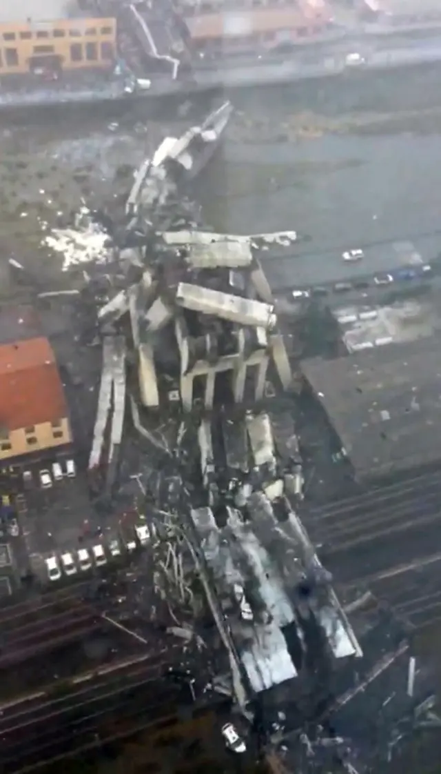 Bridge debris in Genoa