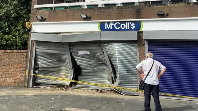 Damaged shop front