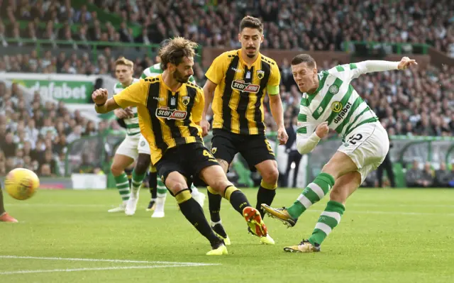 Callum McGregor shot Celtic into an early lead against AEK but the visitors hit back