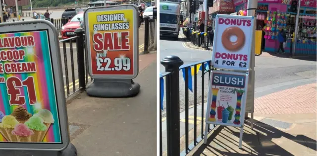 A-boards on Scarborough sea front