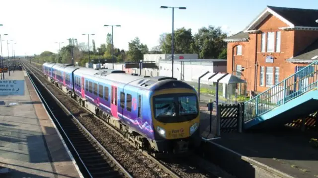 TransPennine service leaving platform 2 at Barnetby station.