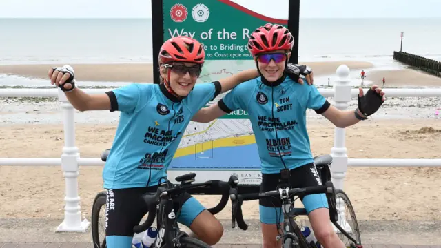 Oli Akers and Tom Scott on their bikes