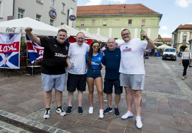 Rangers fans enjoy the warm weather in Slovenia