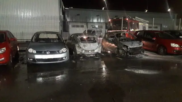 Burnt out cars