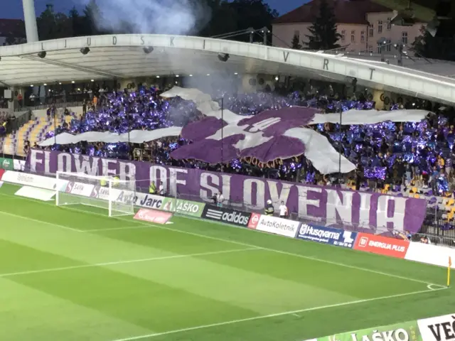 Maribor supporters in the Ljudski Stadium