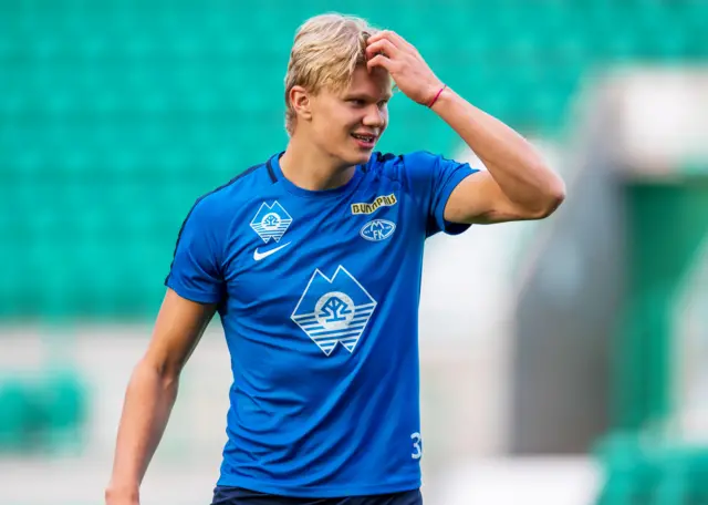 Erling Braut Haland trained at Easter Road last week but did not play