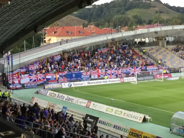 Rangers fans in Maribor