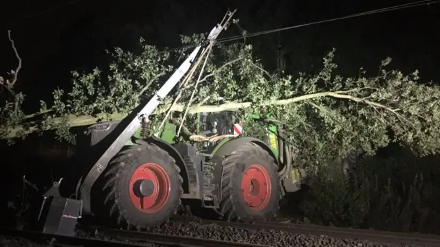 A tractor with damaged line