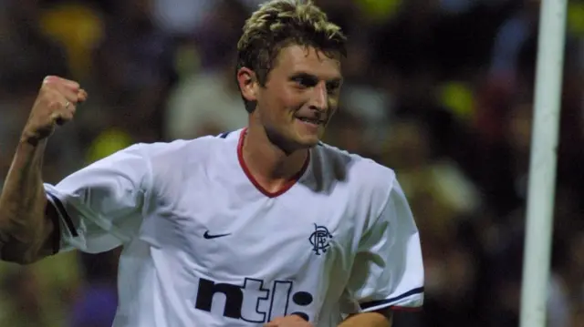 Tore Andre Flo scored twice when Rangers beat Maribor away in a 2001 Champions League qualifier