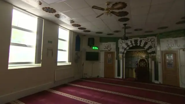 Inside Masjid Qamarul Islam mosque on Fosbrooke Road