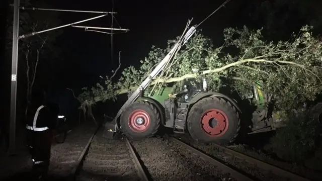 Tractor on the railway line