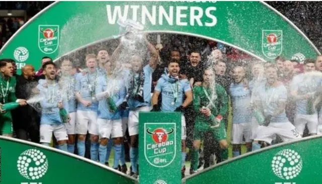 Man City players celebrating