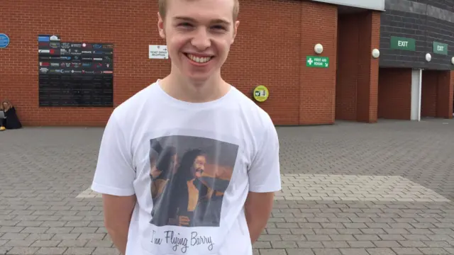 Will Cowan wearing the t-shirt