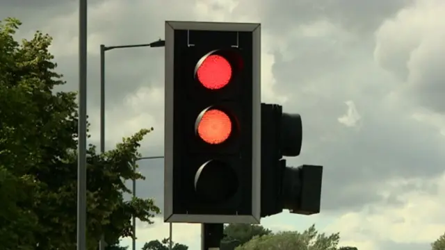 Red/amber traffic light in Birmingham