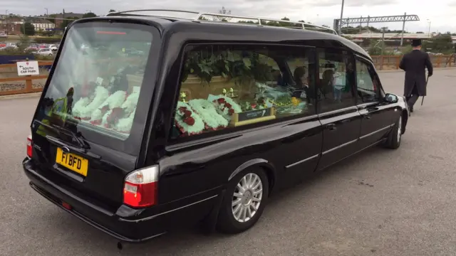 Coffin in hearse