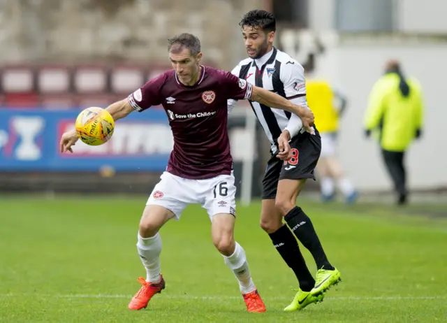 Aaron Hughes holds off Faissal El Bakhtaoui