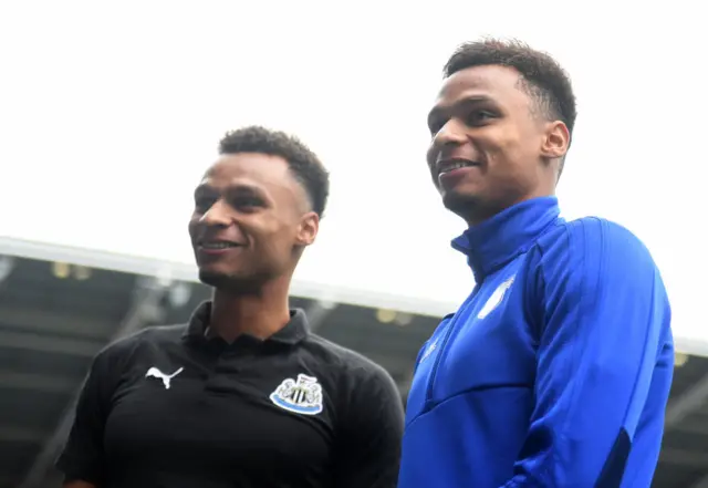 Jacob Murphy of Newcastle United and Josh Murphy of Cardiff City