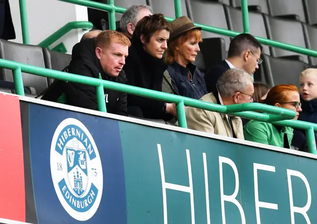 Neil Lennon in the Hibs stand