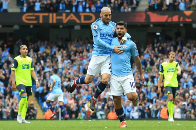 Sergio Aguero celebrates