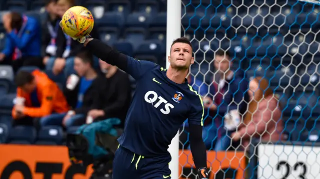 Daniel Bachmann warms up at Rugby Park