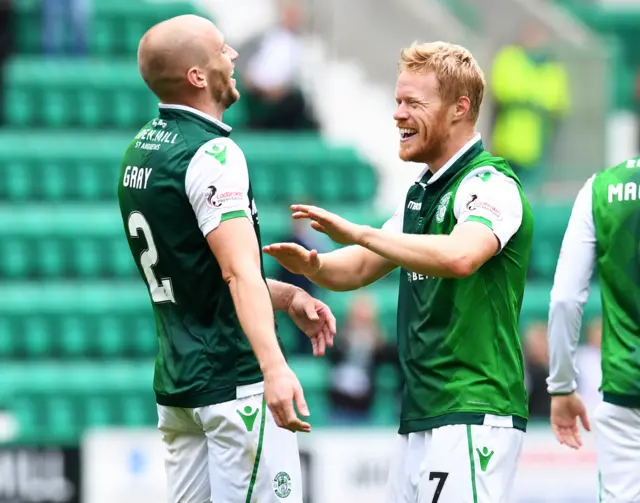 David Gray and Daryl Horgan celebrate