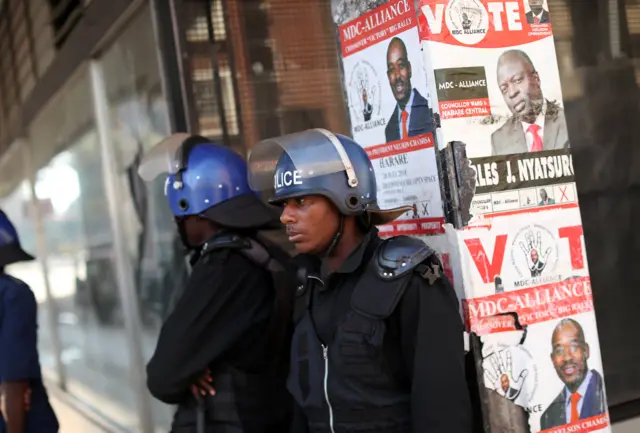 Police in central Harare