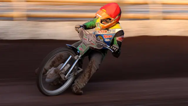 Sheffield Tigers' Hugh Skidmore in action against Newcastle Diamonds at Owlerton Stadium, Sheffield