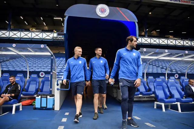 Osijek players have a look round Ibrox