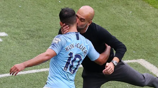 Sergio Aguero and Pep Guardiola