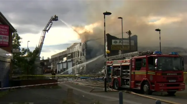 Factory fire in Aston area of Birmingham