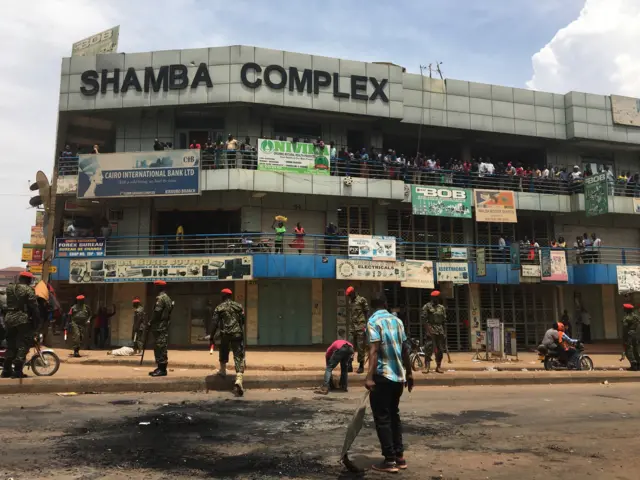 Police pictured in Kampala