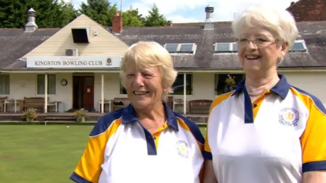 Sue and Di at their bowling club