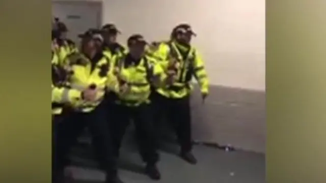 CCTV of police at Preston v Stoke City