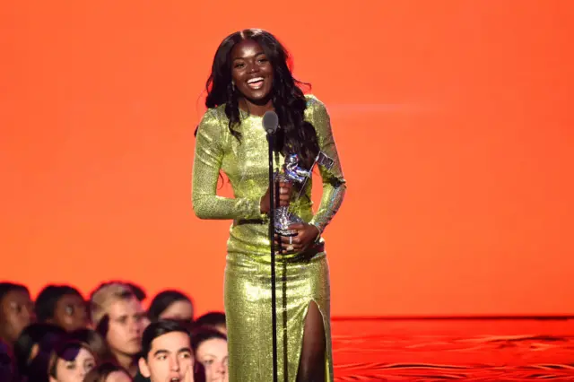 Sherrie Silver accepts the award for Video with a Message on behalf of Childish Gambino onstage during the 2018 MTV Video Music Awards at Radio City Music Hall on August 20, 2018 in New York City.