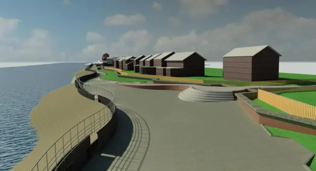 Artists impression of new defences at Victoria Dock