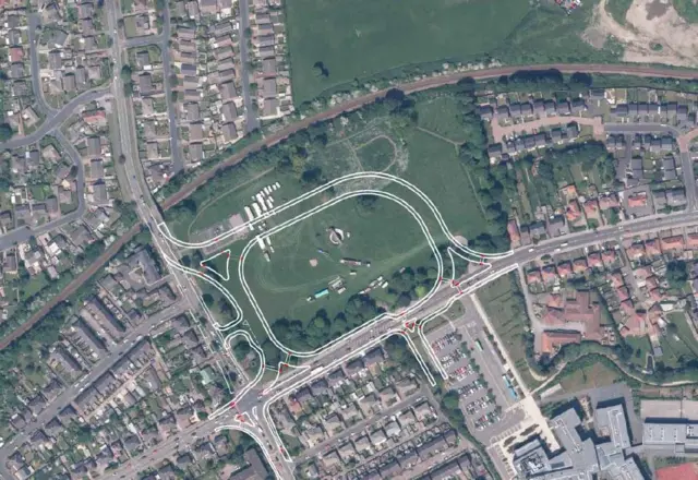 Penny Pie Park with overlay of where the road could go