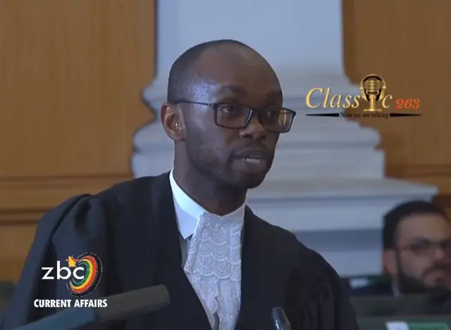 Lawyer speaking in court