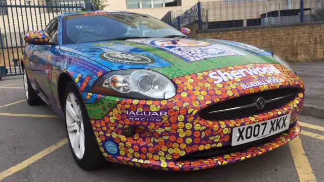 Jaguar with stickers on