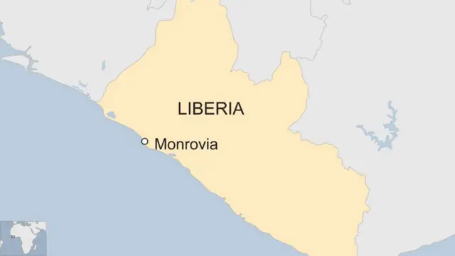 Map showing location of Liberia