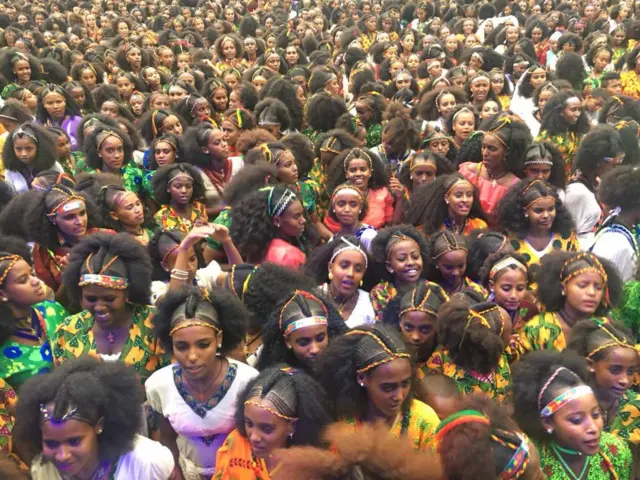 Nearly 20,000 girls gathered at a stadium in Tigray