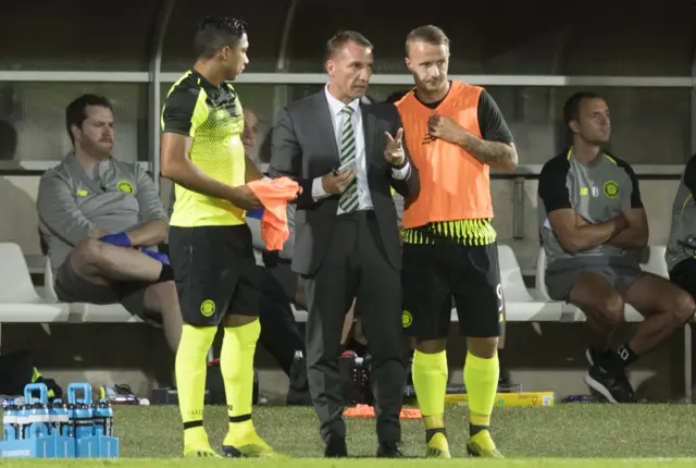 Emilio Izaguirre, Brendan Rodgers and Leigh Griffiths chat