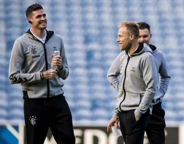 Kyle Lafferty and Scott Arfield joke at Ibrox