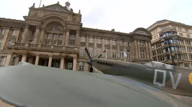 Replica plane outside Birmingham's Council House