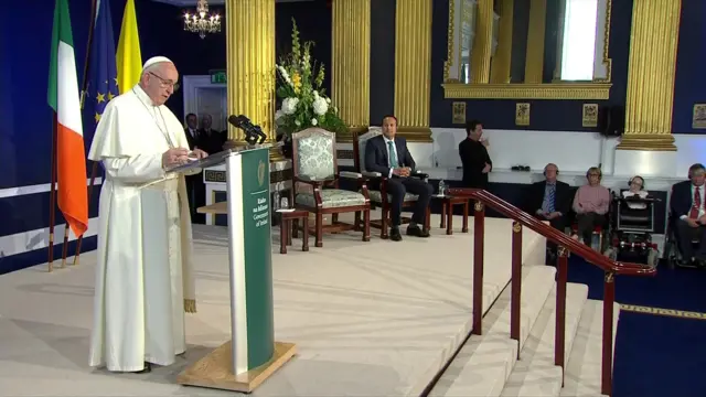 Pope speaking at Dublin Castle