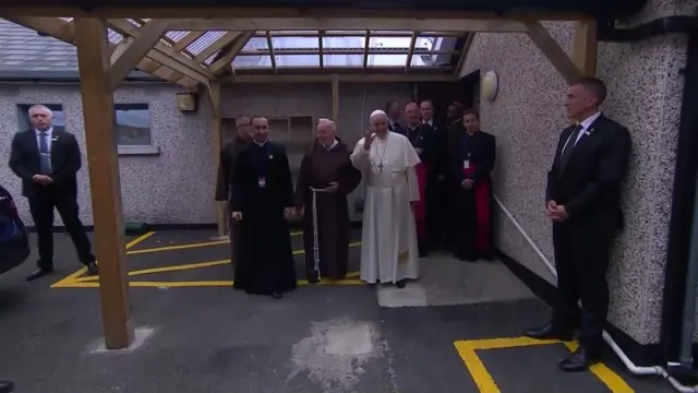 Pope Francis leaving the Capuchin centre