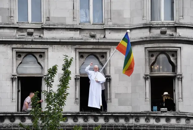 Protester at papal visit